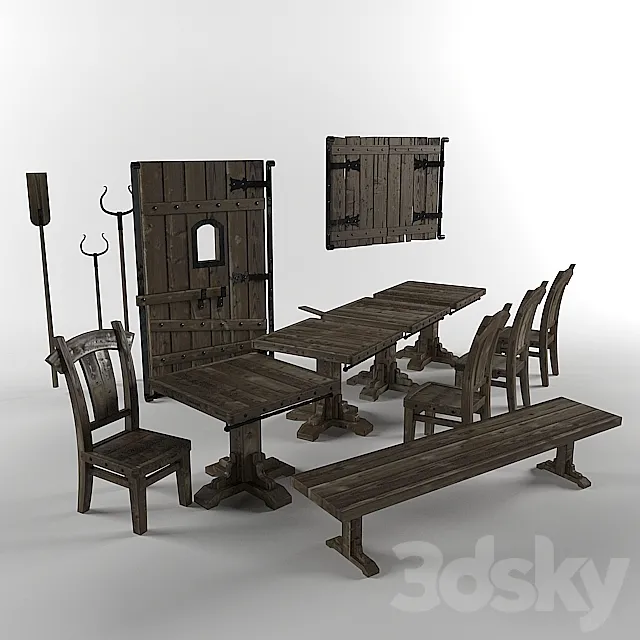 Furniture in old Russian style 3D Model Furniture in old Russian style 3D Model