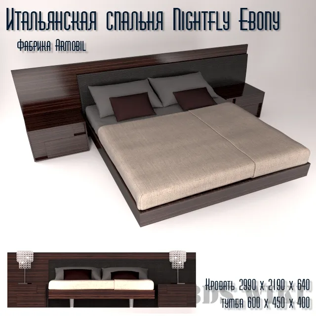 furniture – Italian bedroom Night Fly Ebony 3D Model