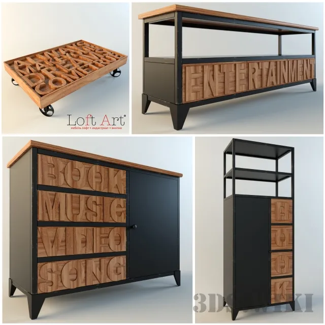 furniture – Kitchen set – Chest of drawers sideboard and pull-out tray 3D Model