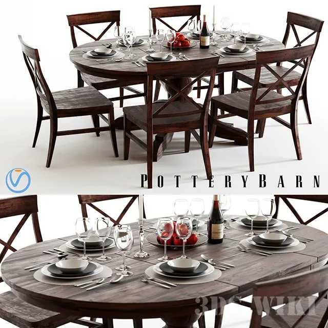 furniture – Kitchen table with Pottery Barn chairs 3D Model