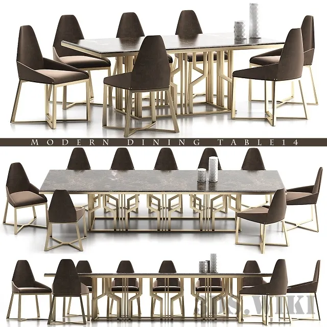 furniture – LARGE DINING TABLE WITH CHAIRS 3D Model