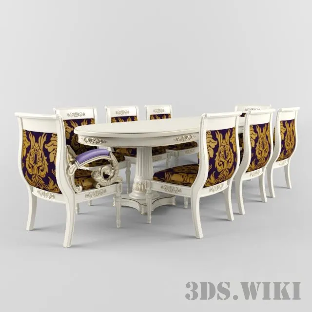 furniture – Large Versache table with chairs 3D Model furniture – Large Versache table with chairs 3D Model