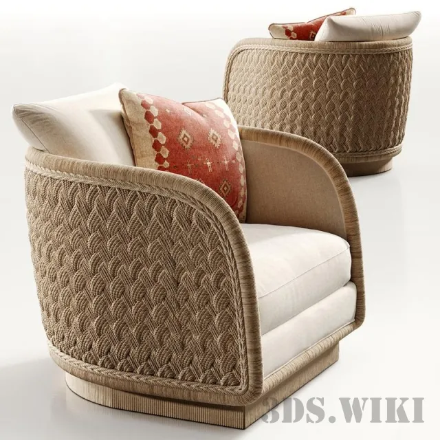 furniture – LAURA KIRAR COASTAL BRAIDED SWIVEL LOUNGE armchair 3D Model