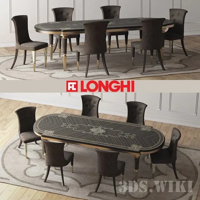 furniture – LAYTON Wooden table and MARION Chair 3D Model