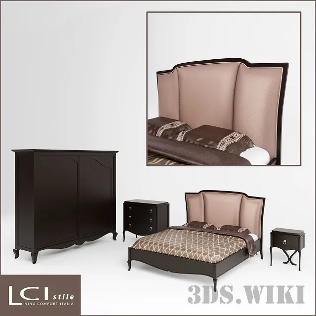 furniture – LCI STILE bed with sideboard and chest of drawers 3D Model furniture – LCI STILE bed with sideboard and chest of drawers 3D Model
