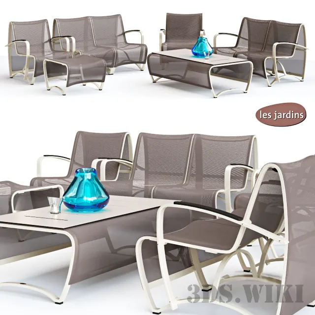 furniture – Lea Jardin Siege Set Coffee Table and Chairs 3D Model