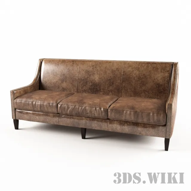 furniture – Leather sofa with wooden legs 3D Model