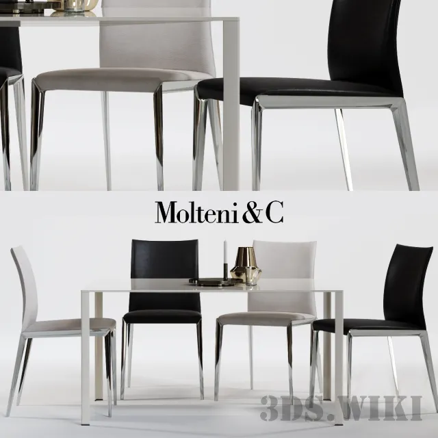 furniture – Lessless Table and Molteni Dart Chair 3D Model