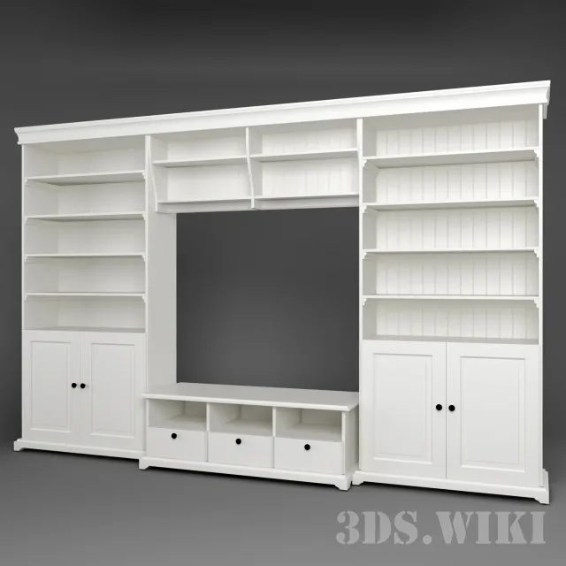 furniture – Library cabinet with space for TV 3D Model