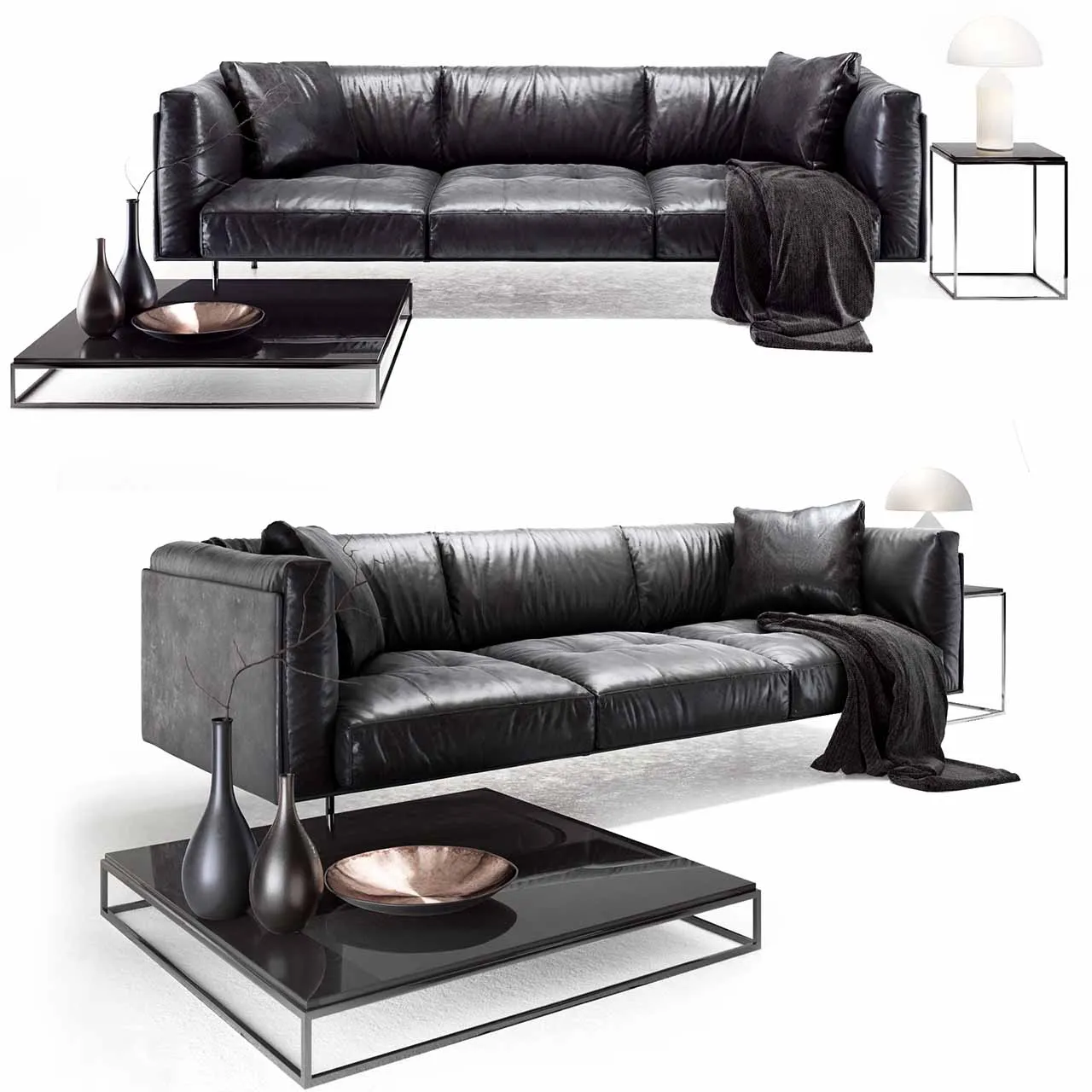 furniture – Living  leather rod sofa 3D Model