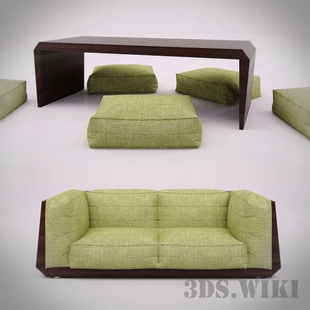 furniture – Low soft modern sofa 3D Model