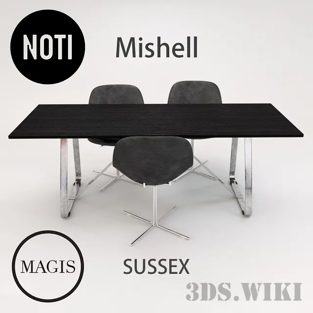 furniture – Magis Sussex Table and Noti Mishell Chair 3D Model