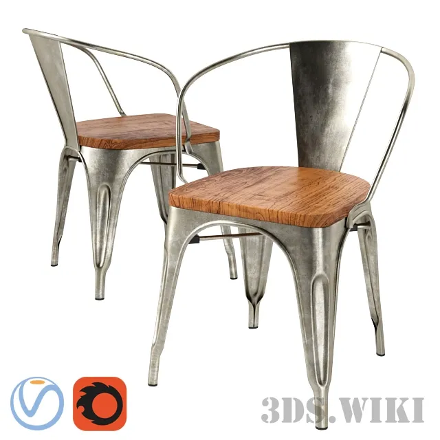 furniture – Marais Arms chair made of metal and wood by Cosmo 3D Model