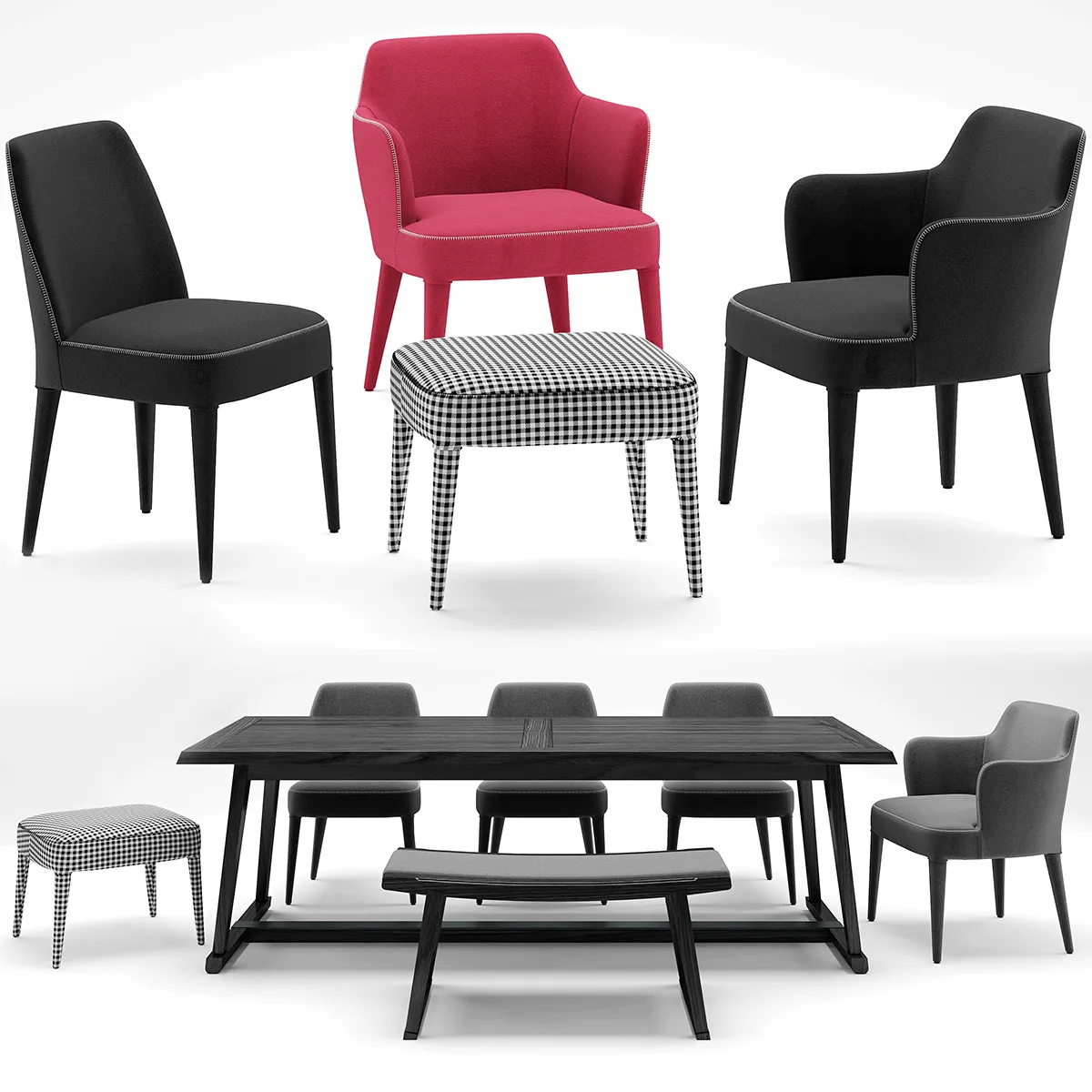 furniture – Maxalto table with chairs 52 3D Model