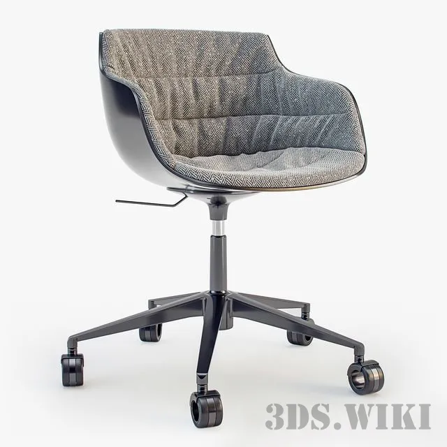 furniture – MDF italia chair Flow SLIM padded 5-Point Star Base on Castors 3D Model