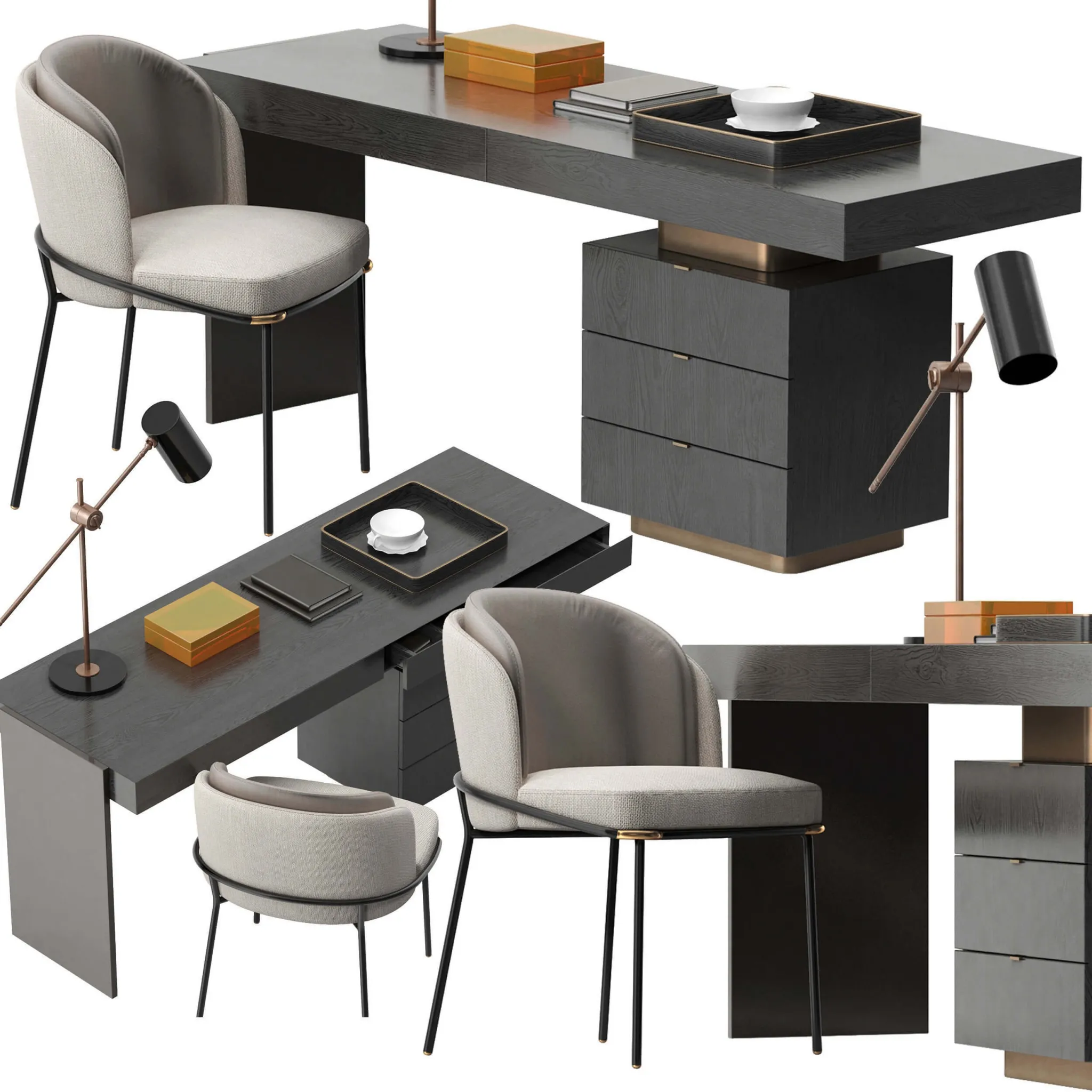 furniture – Minotti Carson desk set 3D Model