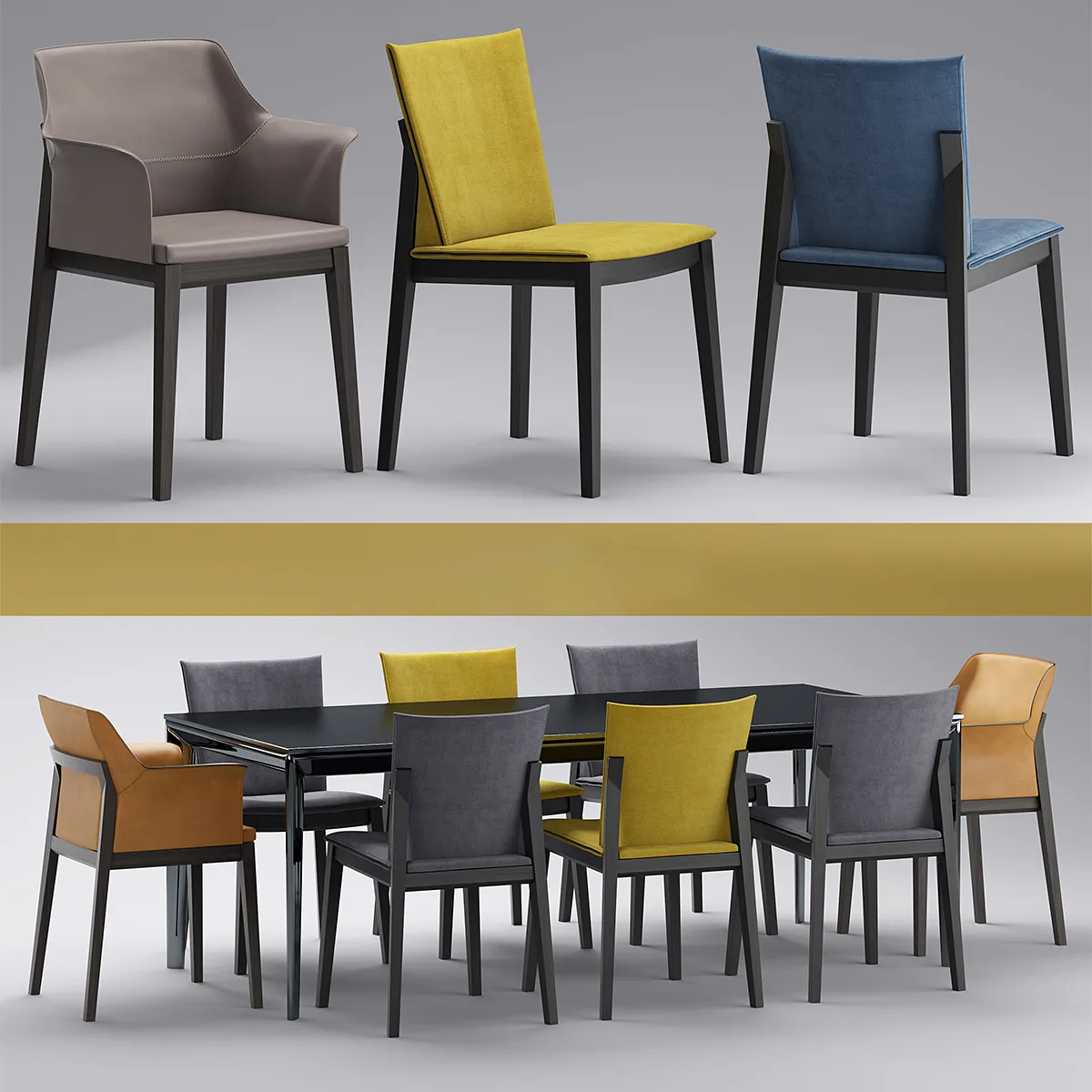 furniture – Molteni table with chairs 3D Model