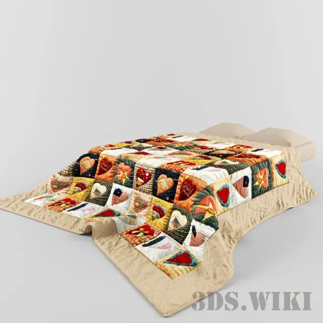 furniture – Multi-colored bedspread 3D Model