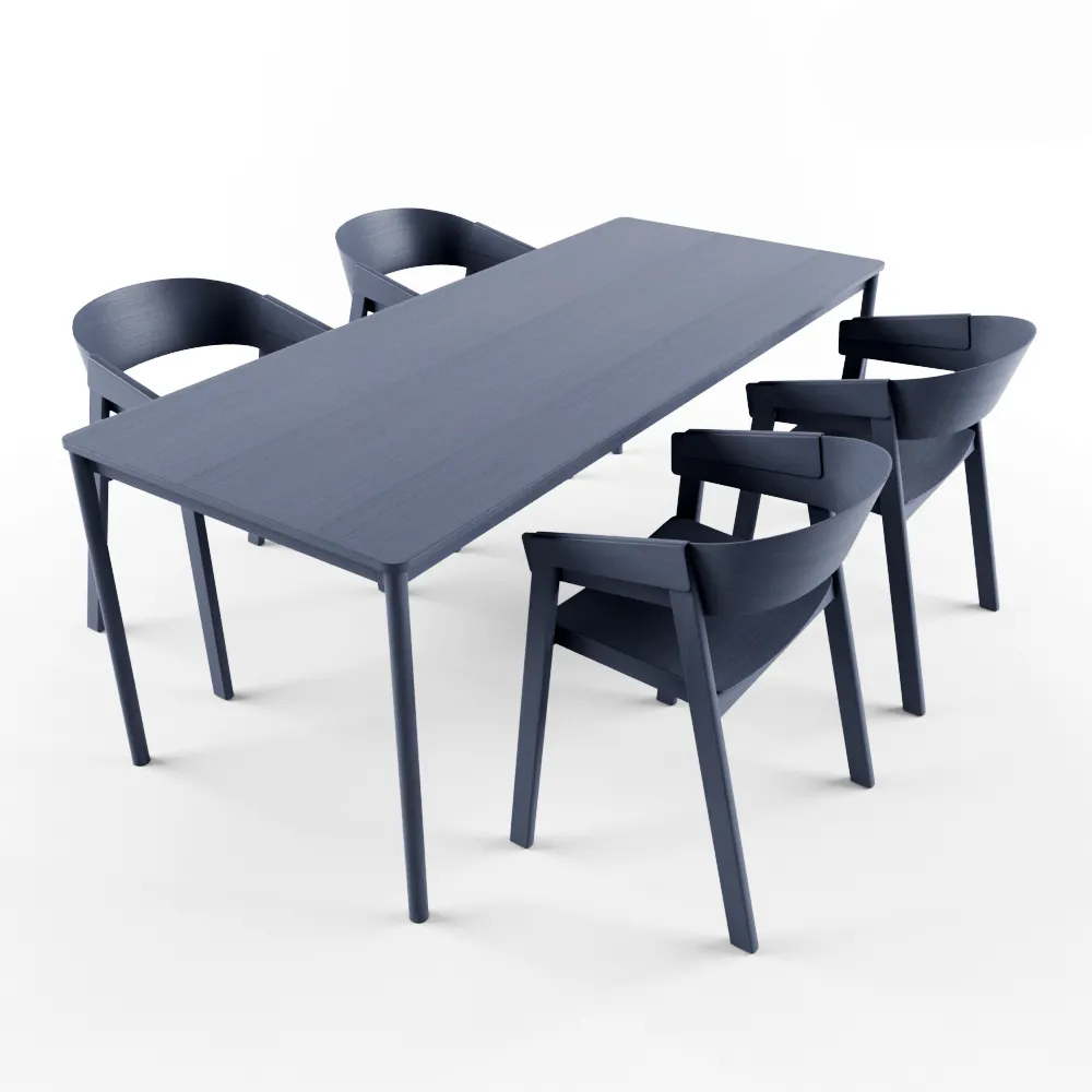 furniture – Muuto Cover- Thomas Bentzen table with chairs 3D Model