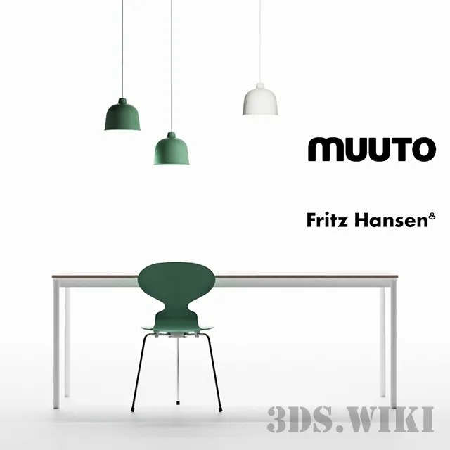 furniture – MUUTO table chair and pendant lamps 3D Model
