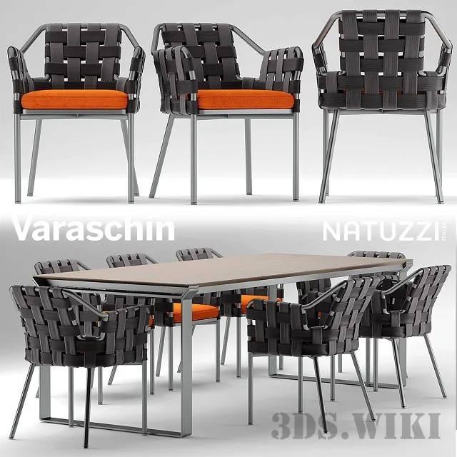 furniture – Natuzzi table and Varaschin Obi chairs 3D Model furniture – Natuzzi table and Varaschin Obi chairs 3D Model
