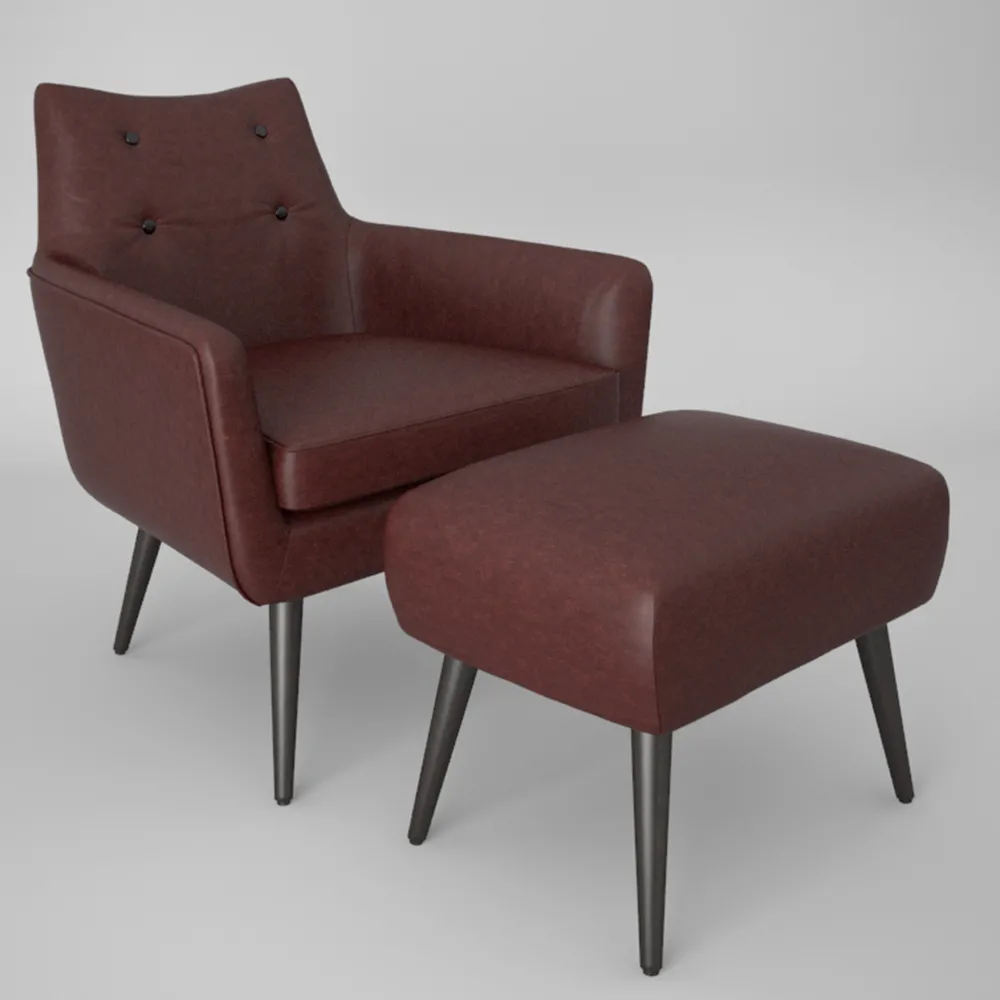 furniture – Old armchair with footrest 3D Model