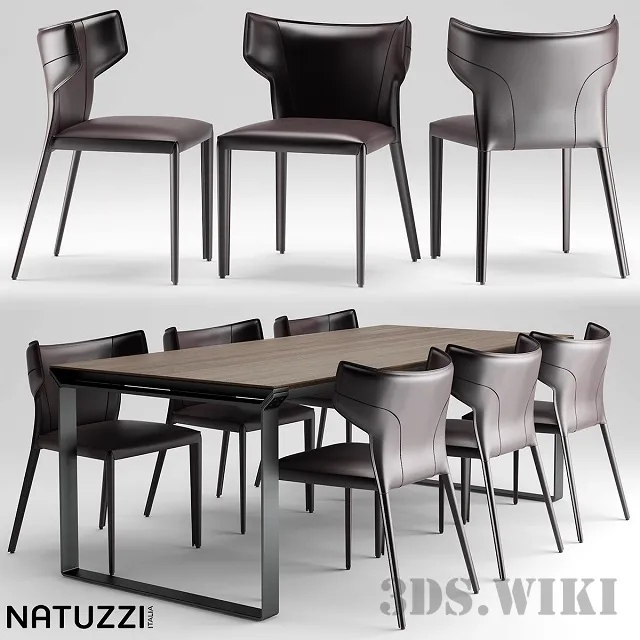 furniture – Omega table and PiGreco chairs – Natuzzi 3D Model