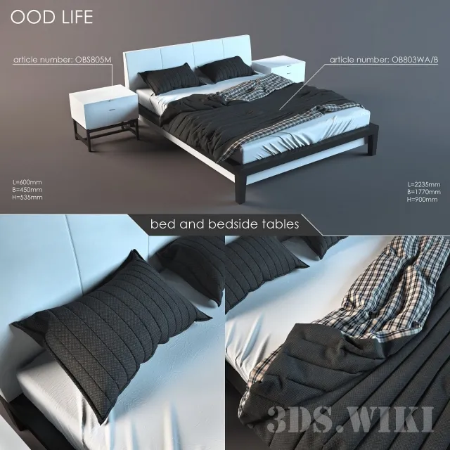 furniture – OOD LIFE Bed and bedside tables 3D Model
