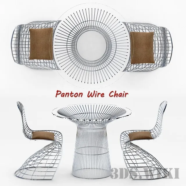 furniture – Panton Wire Table and Chair 3D Model