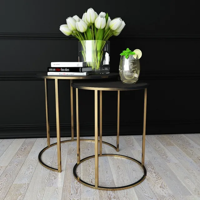 furniture – Pierce Shagreen table with flowers 3D Model