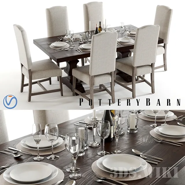 furniture – Pottery Barn Banks and Ashton 2 table and chairs 3D Model furniture – Pottery Barn Banks and Ashton 2 table and chairs 3D Model