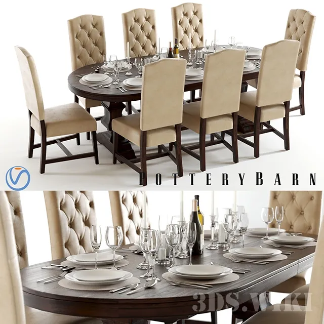 furniture – Pottery Barn Banks and Ashton 3 table and chairs 3D Model furniture – Pottery Barn Banks and Ashton 3 table and chairs 3D Model