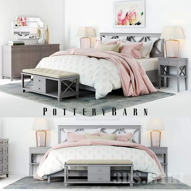 furniture – Pottery Barn Clara Lattice Bed 3D Model