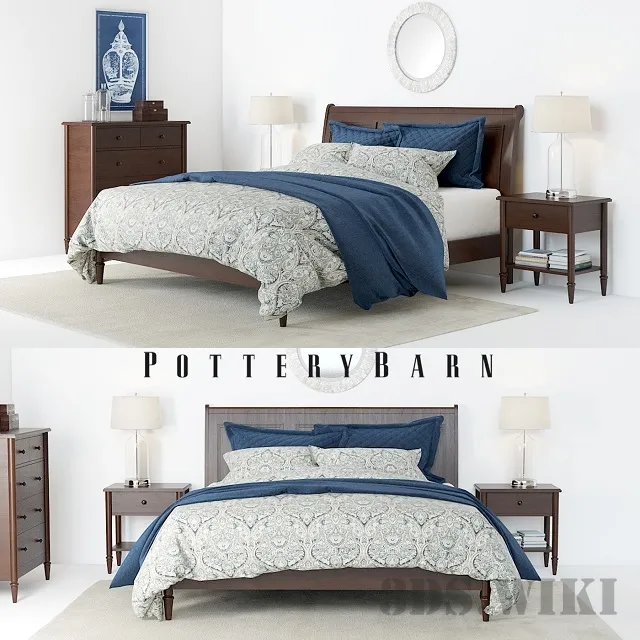furniture – Pottery Barn Crosby Bedroom Set 3D Model