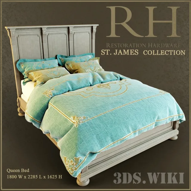 furniture – Queen bed ST. James Collection – Restoration Hardware 3D Model furniture – Queen bed ST. James Collection – Restoration Hardware 3D Model