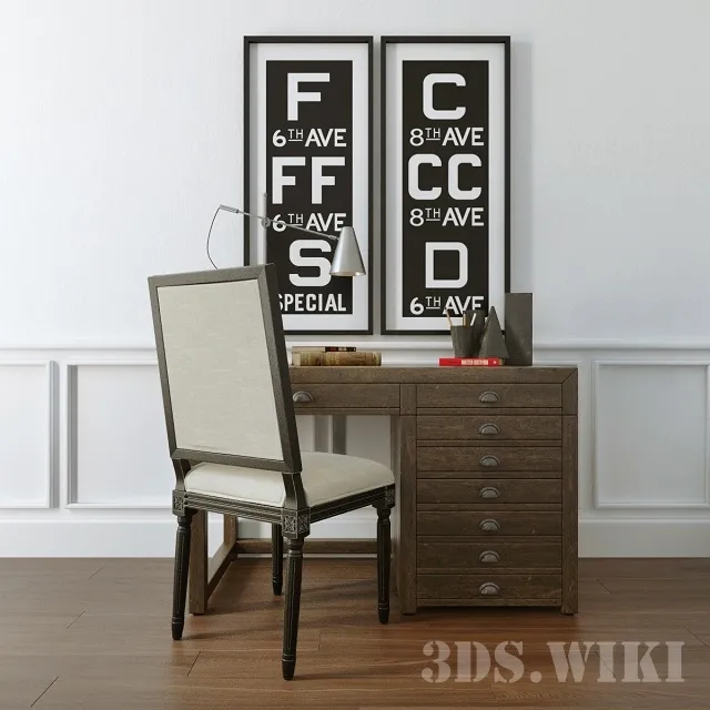 furniture – Restoration Hardware Desk and Chair 3D Model furniture – Restoration Hardware Desk and Chair 3D Model