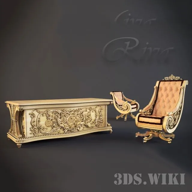 furniture – Riva Mobili D’arte writing desk and chair – Raffles 3D Model furniture – Riva Mobili D’arte writing desk and chair – Raffles 3D Model