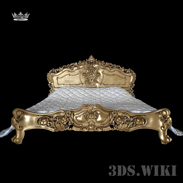 furniture – Rococo Varnish bed 3D Model furniture – Rococo Varnish bed 3D Model