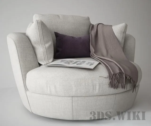 furniture – Round armchair with a book 3D Model