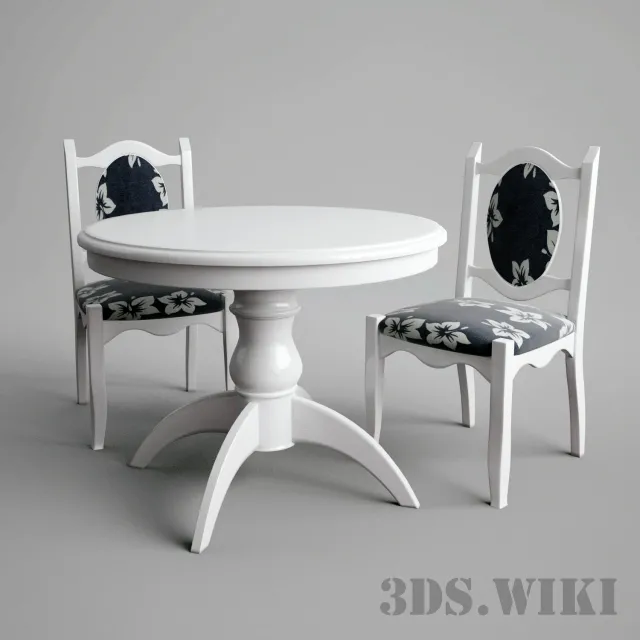 furniture – Round Dining Table and Chair 3D Model