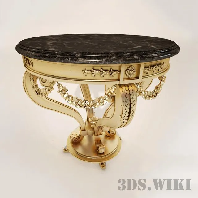 furniture – Round side table with marble finish 3D Model