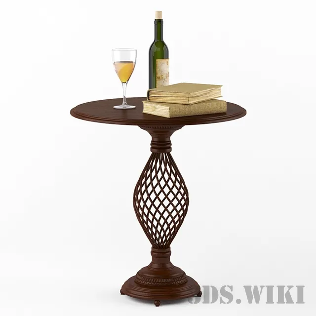 furniture – Round tea table with wine 3D Model