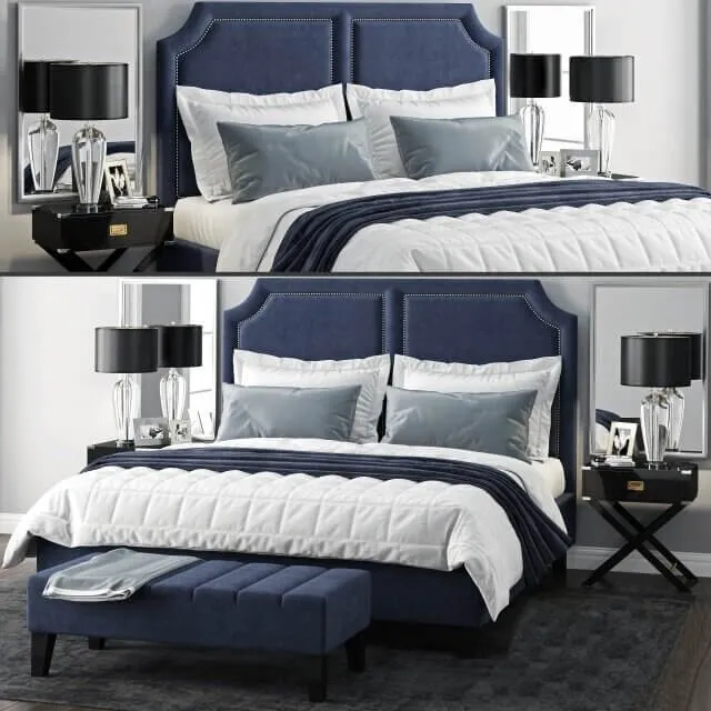 furniture – Sanibel Queen upholstered bed 3D Model