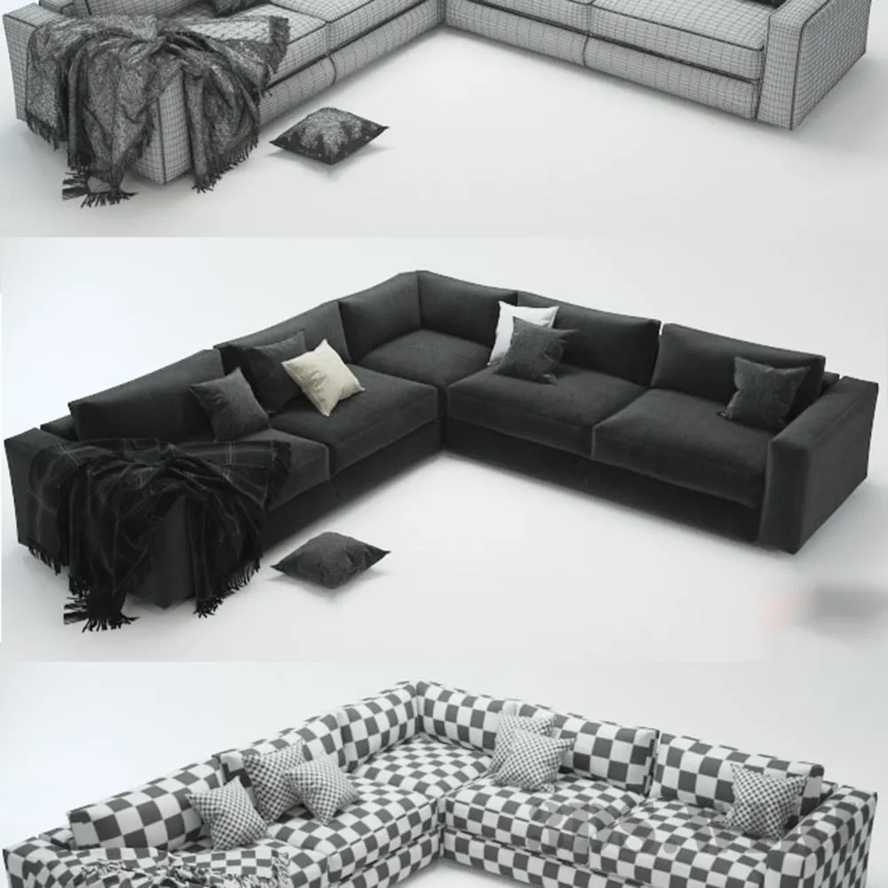 furniture – Sectional sofa with pillows 3D Model