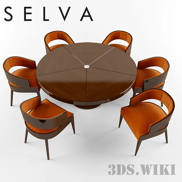 furniture – Selva Italian Table and 6 Chairs 3D Model