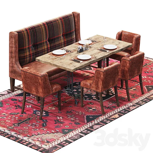Furniture set for restaurant 3D Model