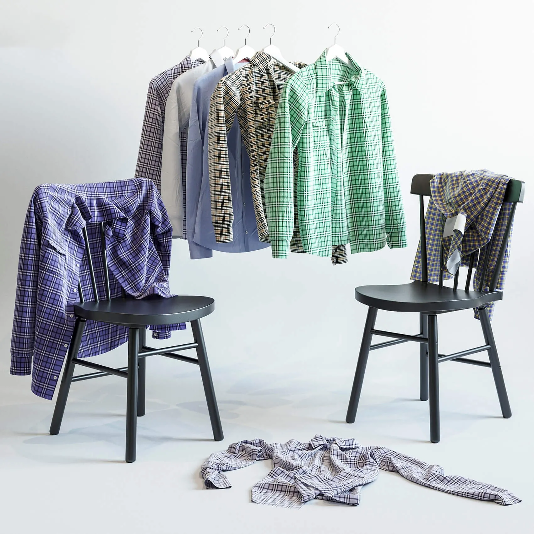 furniture – Set of men’s shirts and chair IKEA NORRARYD 3D Model