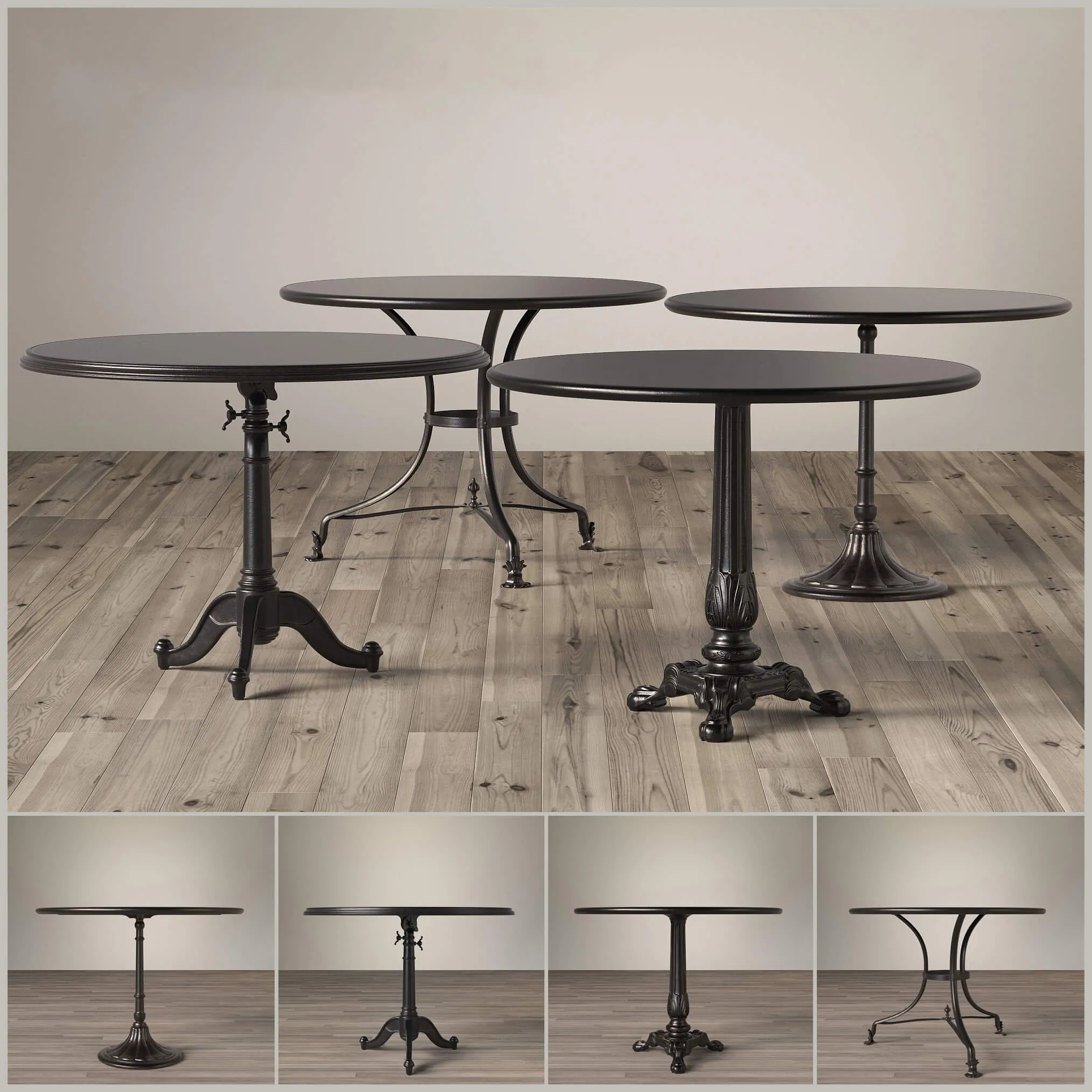 furniture – Set of tables Parisian Brasserie 3D Model