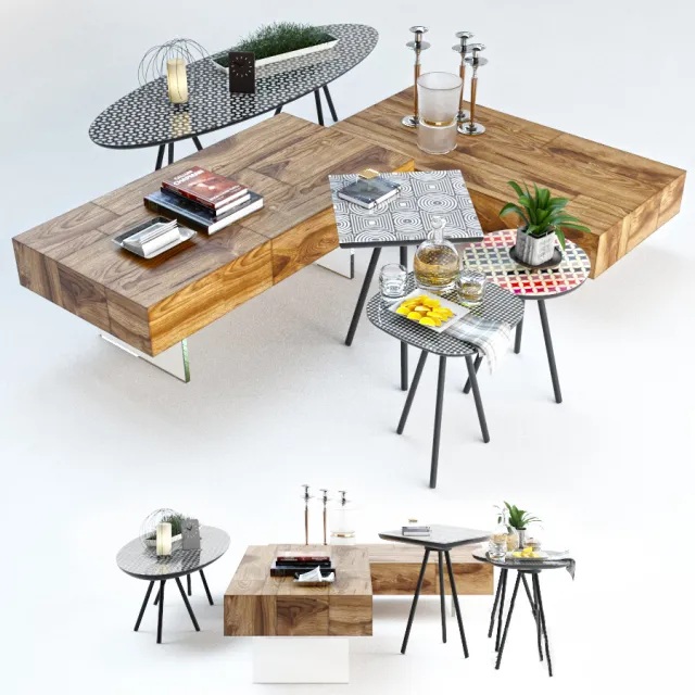 furniture – Set Sattelan Italia coffee tables 3D Model
