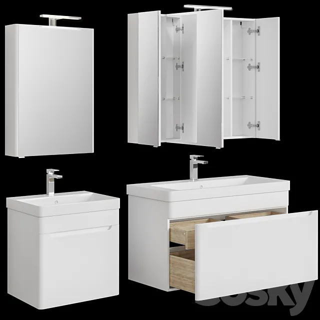 Furniture set Sofia white 50_60_80_105 and Pencil case 3D Model Furniture set Sofia white 50_60_80_105 and Pencil case 3D Model